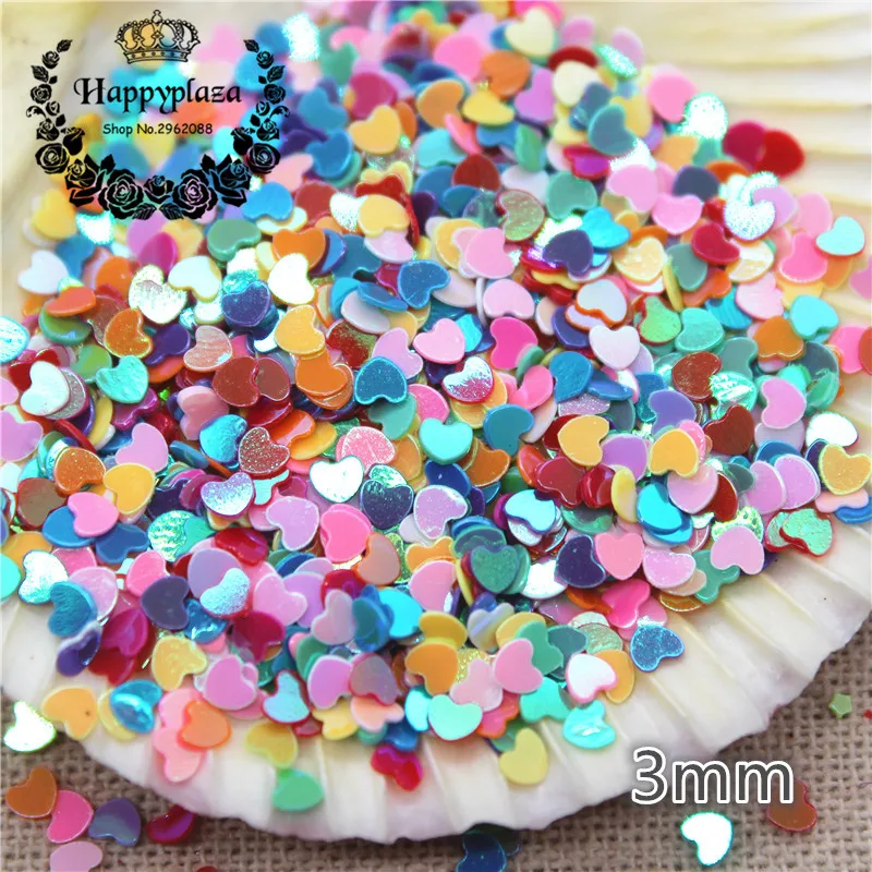 10000pcs/pack 3mm Multicolor Shiny AB Mini Heart Loose Sequins Paillettes Crafts Sewing/Nail Art DIY Accessories