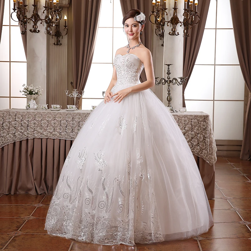 Vendita calda pizzo lungo nuovo Sweetange stile coreano dolce bianco principessa abito da sposa in pizzo alla moda romantico su misura T305