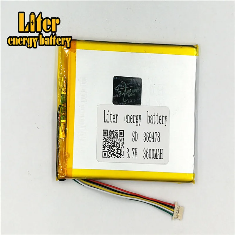 

1.0MM 5pin connector 369478 Rechargeable high quality LiPo 3.7v 3600mAh tablet pc 7 inch MP4 MP5 lithium ion polymer battery