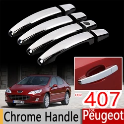 For Peugeot 407 Chrome Handle Covers Trim Set for Coupe 407SW 2004-2010 Car Accessories Stickers Car Styling 2005 2006 2008 2009