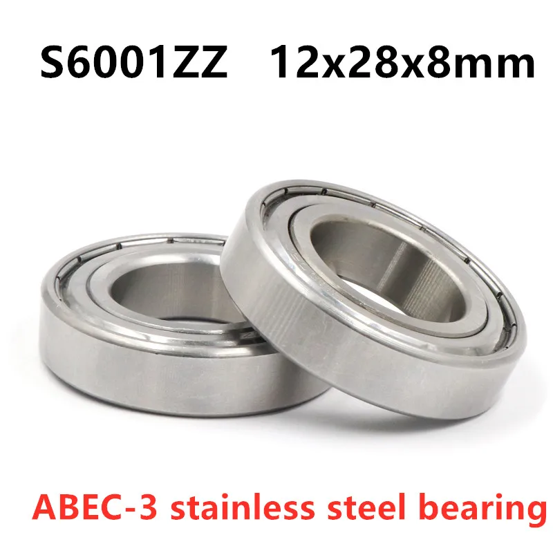 20pcs  bicycle hubs bearing S6001ZZ 12x28x8mm stainless steel 440C deep groove ball bearing S6001 -2Z 12*28*8 mm