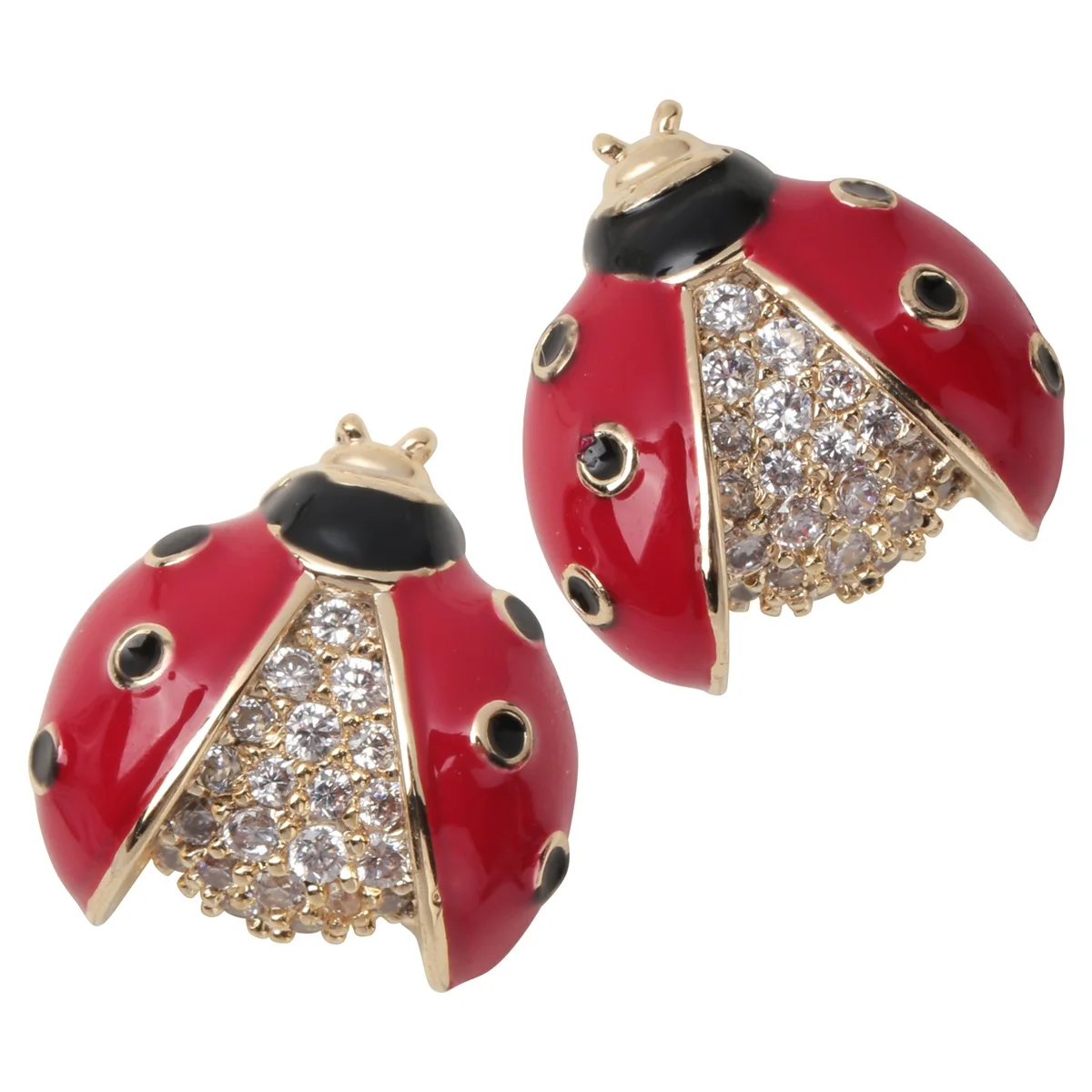 Ladybug Stud Earrings Christmas Holidays Ornaments Gifts for Women Girls Crystal Gold Color red Fashion Jewelry NE11 Dropship