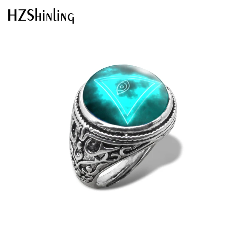 2019 New Illuminati Symbol Vintage Ring All Seeing Eye Rings Glass Dome Hand Craft Photo Jewelry view 2