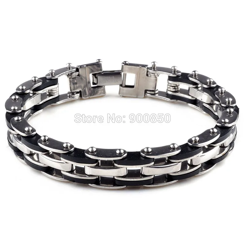 New Design Link Chain Bracelets 316L Stainless steel Bracelet Wristband 20.5-22cm Punk Silicone Men Bangle Cuff Fashion Jewlery