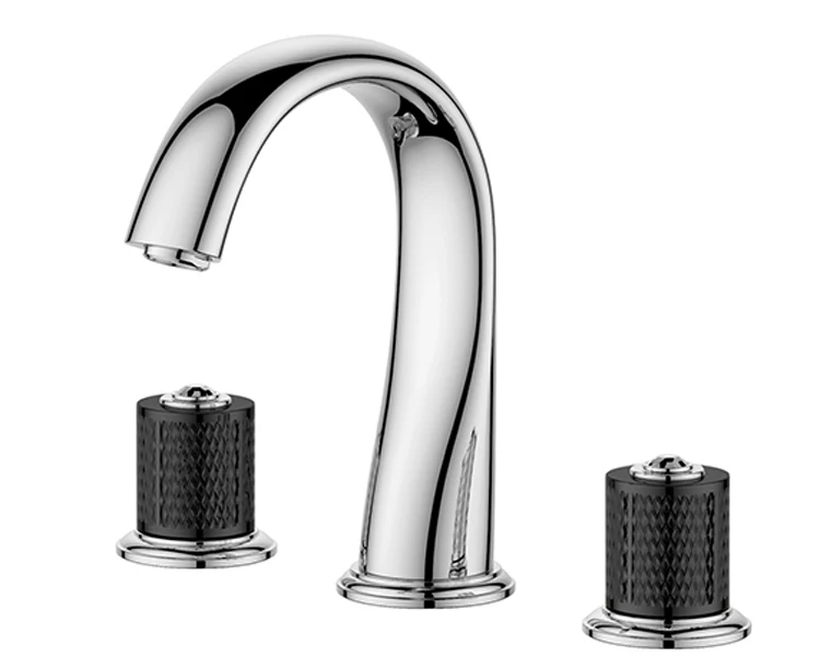 Chrome Color 8 inch 3 Holes widespread bathroom Lavatory Sink faucet mixer tap deck mounted Luxury tap Round handles NEW