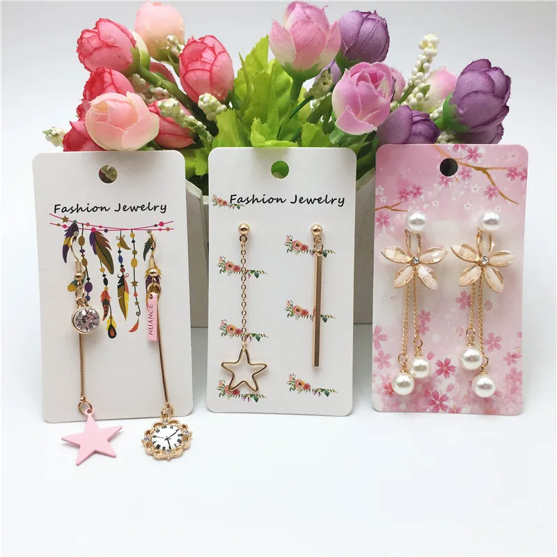 Cute 12pcs/lot 9x5cm New Designs Paper Necklace Earring Display Packaging Card girl Jewelry Pendant Chain display Card