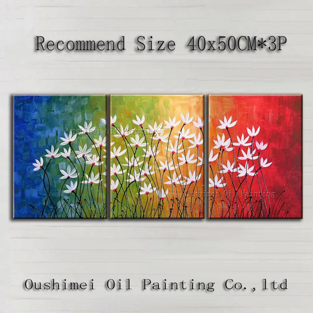 Fashion Designed High Quality Modern Abstract Flowers Oil Painting On Canvas Handmade Bright Colors Flower Oil Paintings