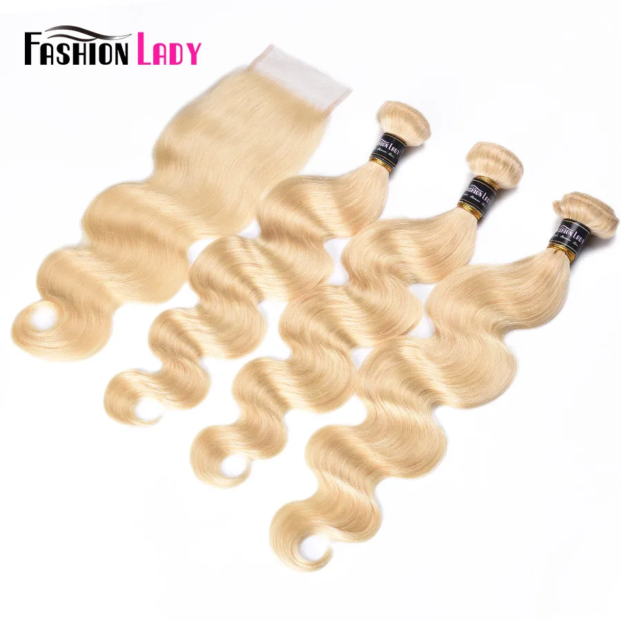 Mode Dame Brasilianische Körper Welle Platin Blonde Haar Bundles Mit Verschluss 100% Menschliches Haar 3 Bundles Mit Spitze Schließung Freies teil