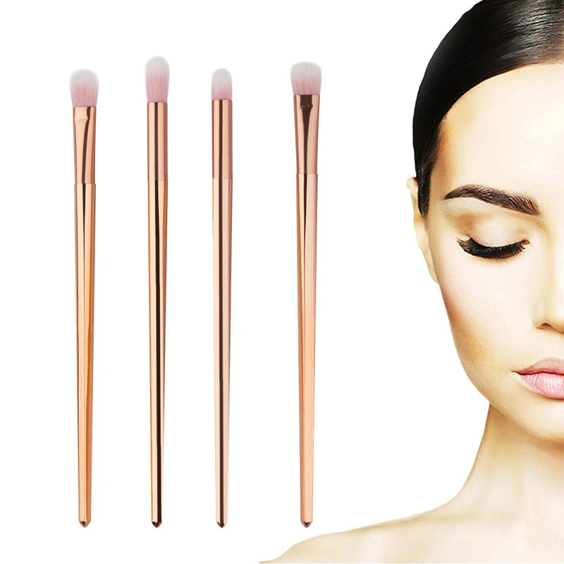 SAIANTTH 4pcs long rose gold eyes Makeup Brushes Set eyebrow Eyeshadow Eyeliner Lip Brush Tool kit Pink white hair maquiagem