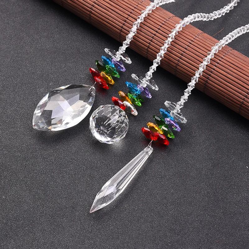 3PCS Crystal Suncatcher Prisms Hanging Chandelier Pendant Ornament Window Rainbow Octogon Chakra Suncatcher Home Garden Decor