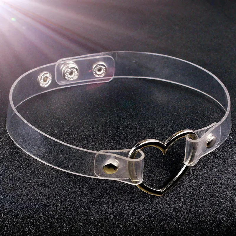 New Clear Punk Chocker Necklace Women Adjustable Transparent Heart Choker Necklace Gothic Girls Collar Necklace Women Jewelry