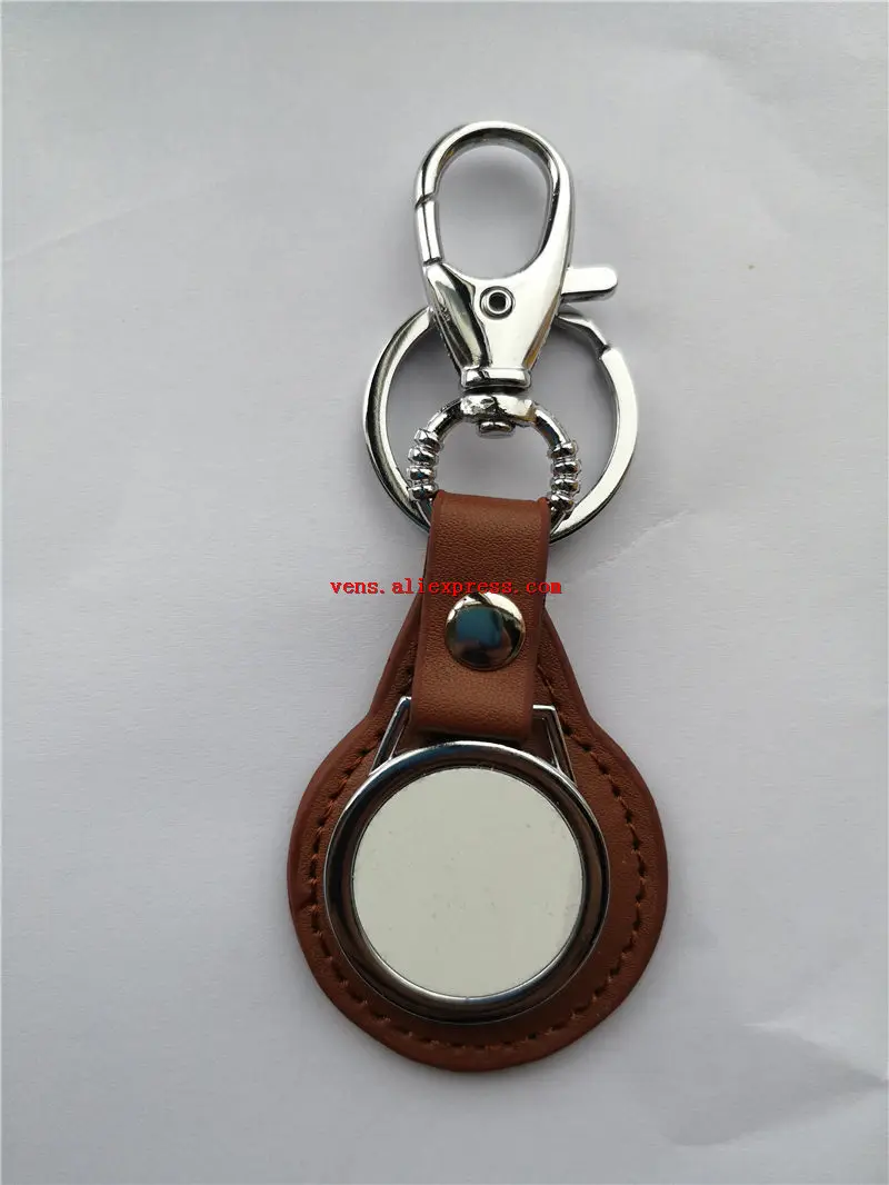 sublimation pu key chains brown black  round blank key ring hot transfer printing blank diy custom consumable 15pieces/lot