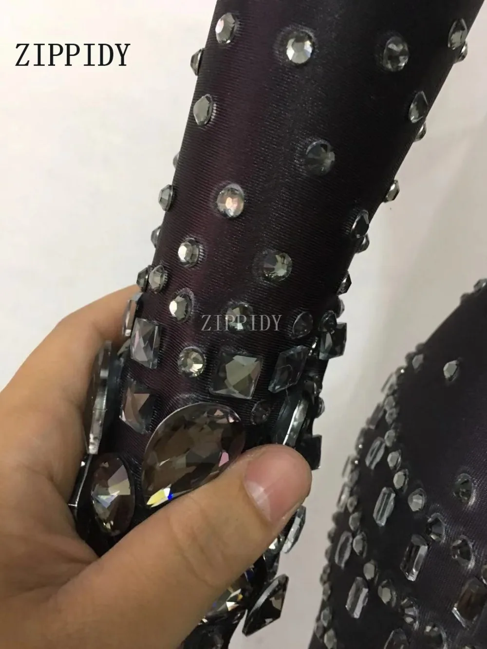 Mono de cantante para mujer, traje gris con cristales brillantes, para actuaciones, bailes, fiestas, bailes, club nocturno