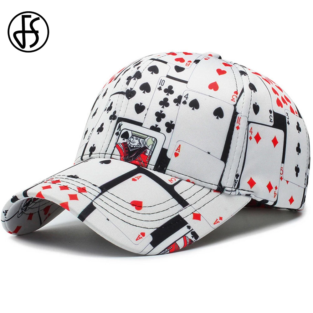 FS 2024 White Poker Print Snapback Baseball Caps For Men Brand Women Hat Vintage Trucker Hats Street Hip Hop Cap Gorra Hombre