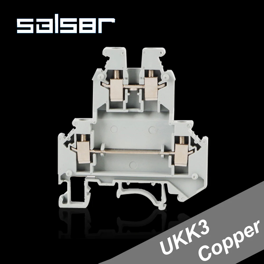 (25PCS) Universal Terminal Blocks UKK3 Copper Connector 2.5mm2 300V 25A DIN Rail Mounted Phoenix Screw Type