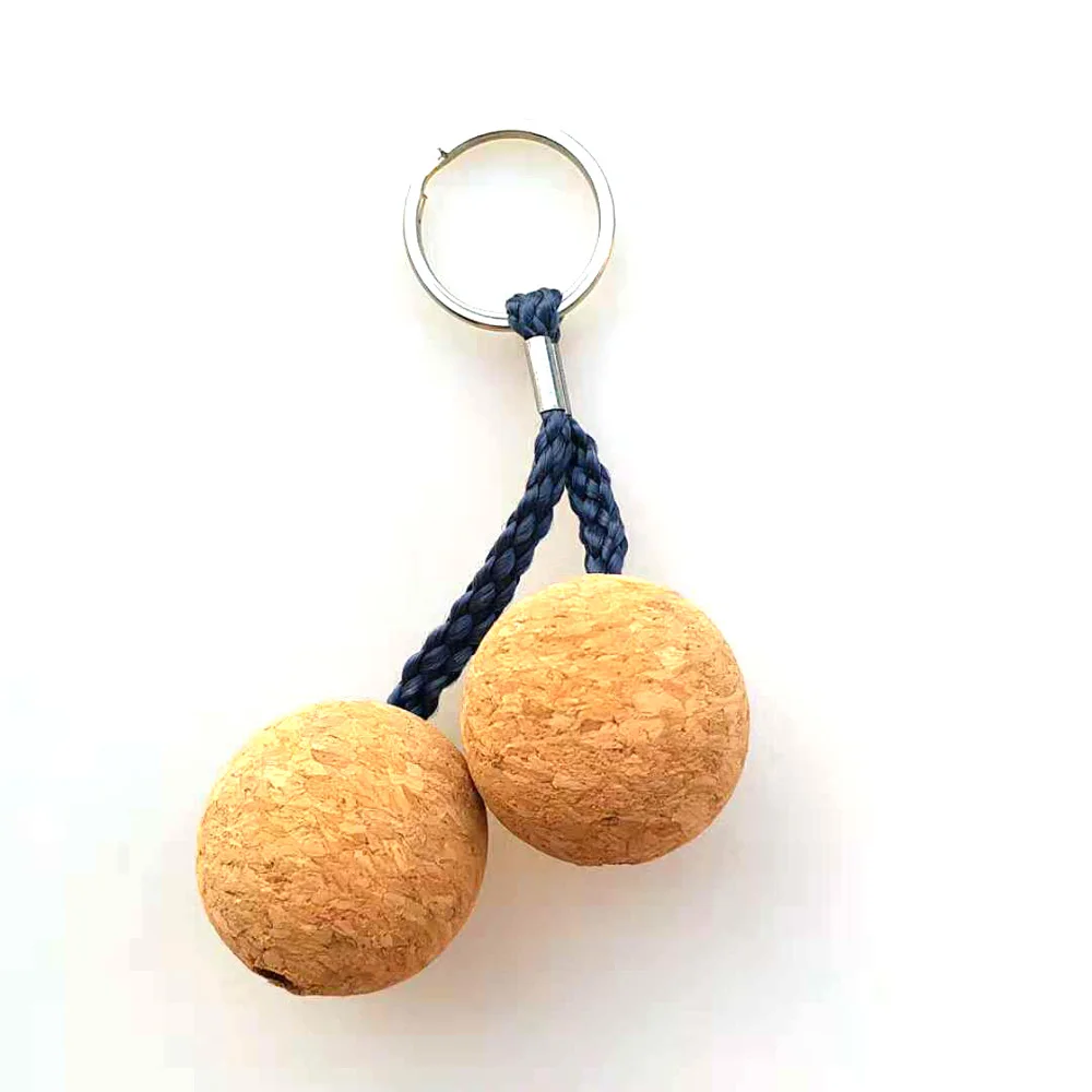 35mm Ultralight Double Ball Cork Floating Key Ring  keychain for Kayak Marine Sailing Boat Float Swimming Diving fishing boat