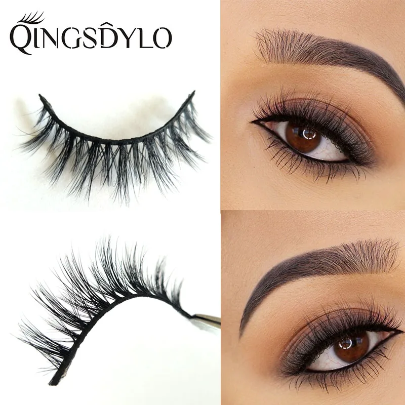 Qingsdylo Lashes Extension 100% Siberian 3D Mink Full Strip False Eyelashes Natural Length Look for Makeup Cilios Long Lasting