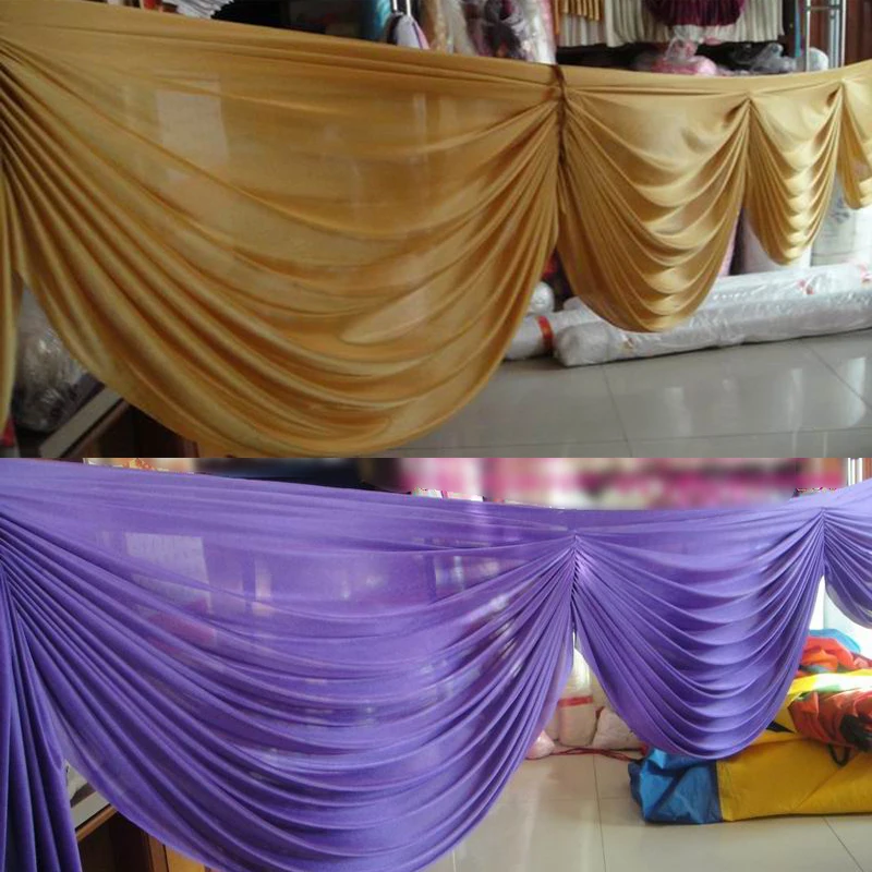 6 meter gold color detachable swags for decoration wedding backdrop curtain wedding drapery decoration