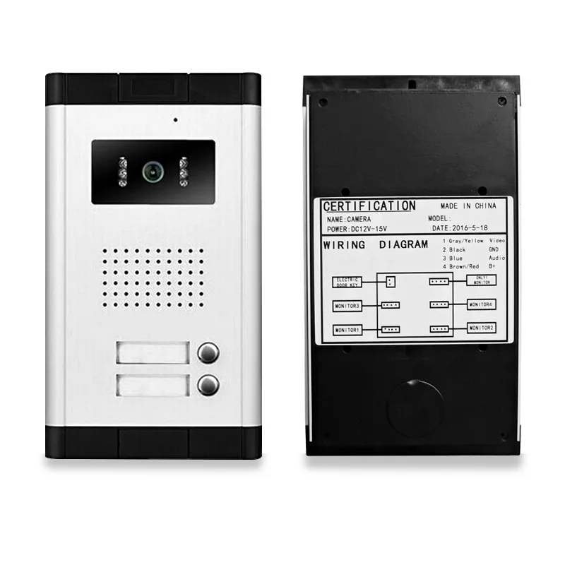 2/3/4 Apartments Wired Video Intercom System Video Door Bell for Home 7 Inch Color Video Door Phone Kit IR Night Vision Camera