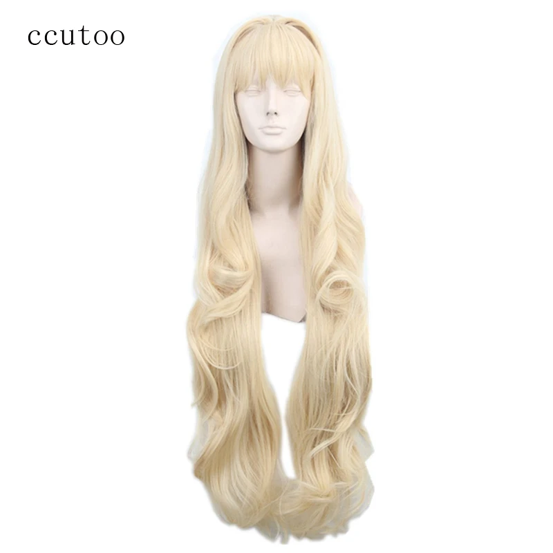 ccutoo Volcaloid3 SEEU,100cm Light Blonde Curly Long Synthetic Hair Cosplay Costume Wig Heat Resistance Fiber