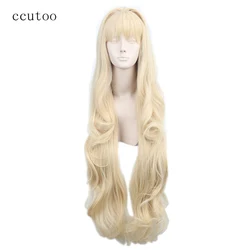 Ccutoo volcaloid3 seeu-合成コスプレウィッグ,100cm,ライトブロンド,カーリー,ロング,耐熱繊維