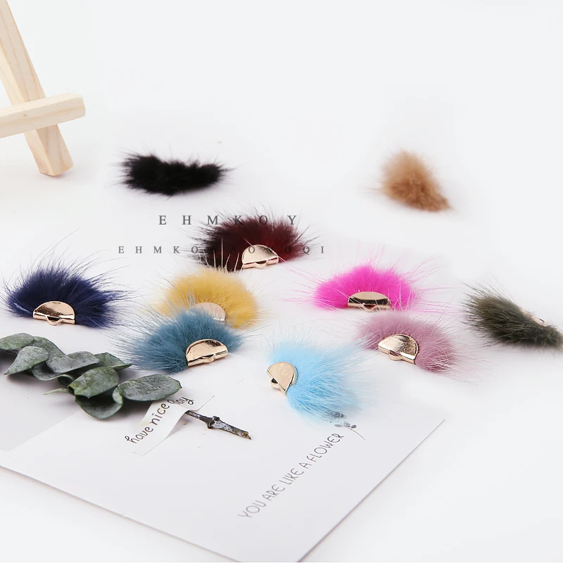 10pcs/lot  winter multi colored mink hair pendant earrings pendant material DIY hand made accessories