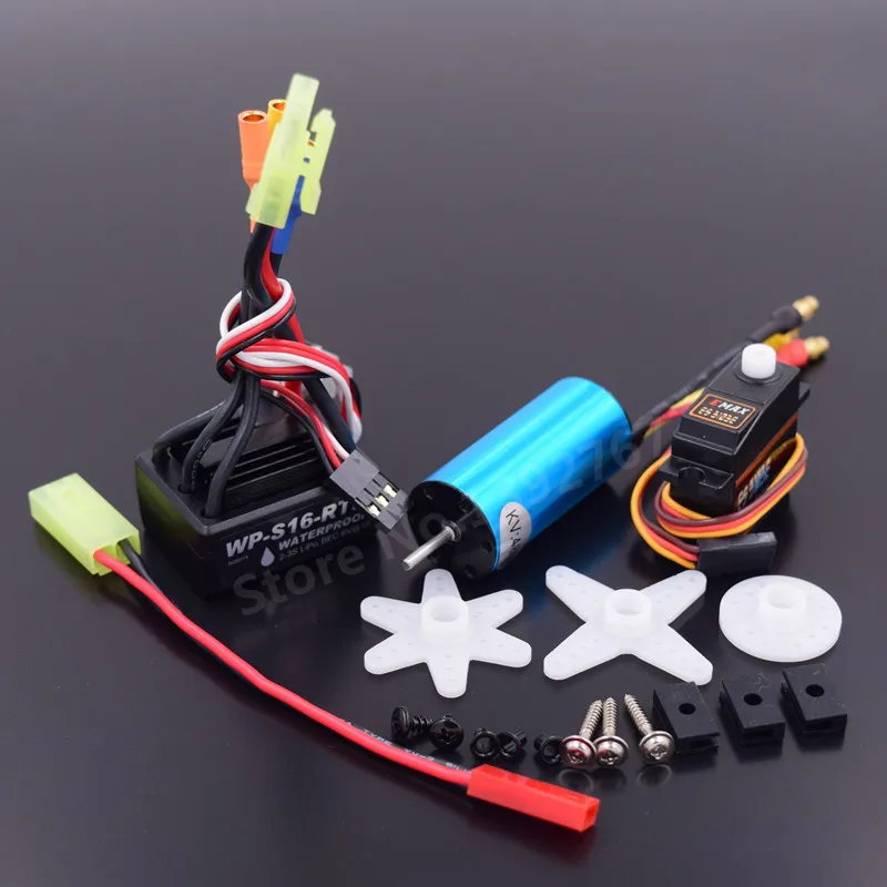 

Brushless Modification Kit 2040 Brushless Motor 4800KV& 25A ESC Waterpro & 17G Servo For RC Car WLtoys 1/18 Scale A959 A969 A979