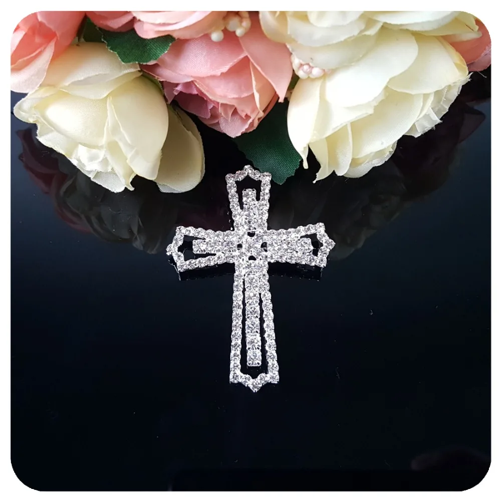 Blingbling Crystal Silver COlor Rhinestone  Cross Brooch Pin Christian Jesus Brooch Pin