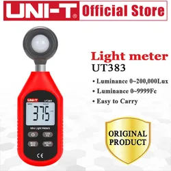 UNI-T cyfrowy miernik światła UT383 UT383BT miernik luksów 200,000 luminometrów fotometr środowiskowy Tester Bluetooth