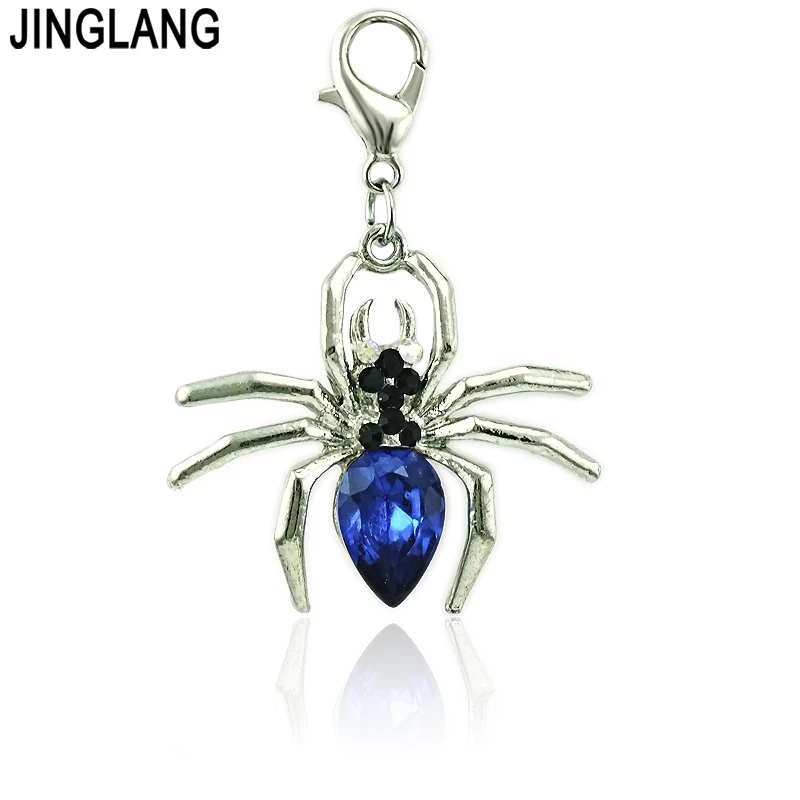 JINGLANG Mix Sale Fashion Lobster Clasp Charms Dangle Twenty-four Rhinestone Pattern Charms DIY For Jewelry Making Accessories