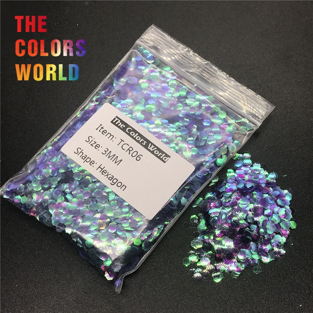 

TCR06 Iridescent Rainbow Purple Color Hexagon Shape Nail Glitter Nail Art Decoration Body Glitter Manual DIY FacePaint Eyeshadow