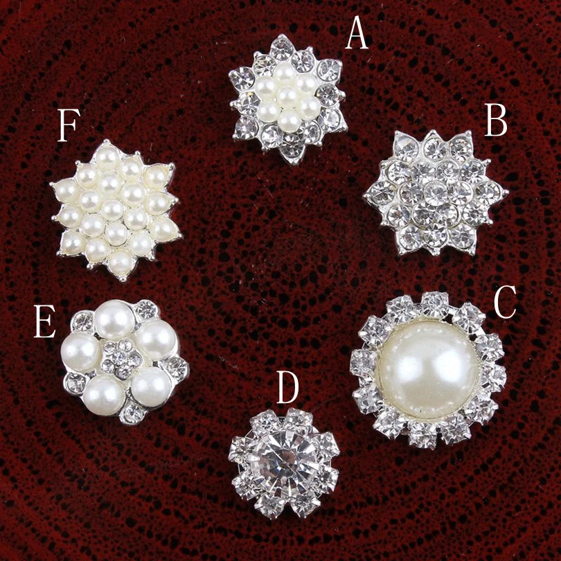 120pcs/lot Clear Crystal Flatback Buttons for Girls Hair Accessories Rhinestone Button Flower Centers Headband Supplies DIY