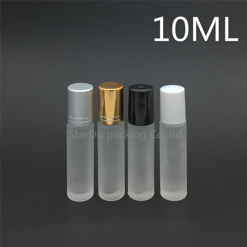 

500pcs 10ml Roll On Perfume bottle, 10cc Clear Frosted Essential Oil Rollon bottle, Small Glass Roller Container