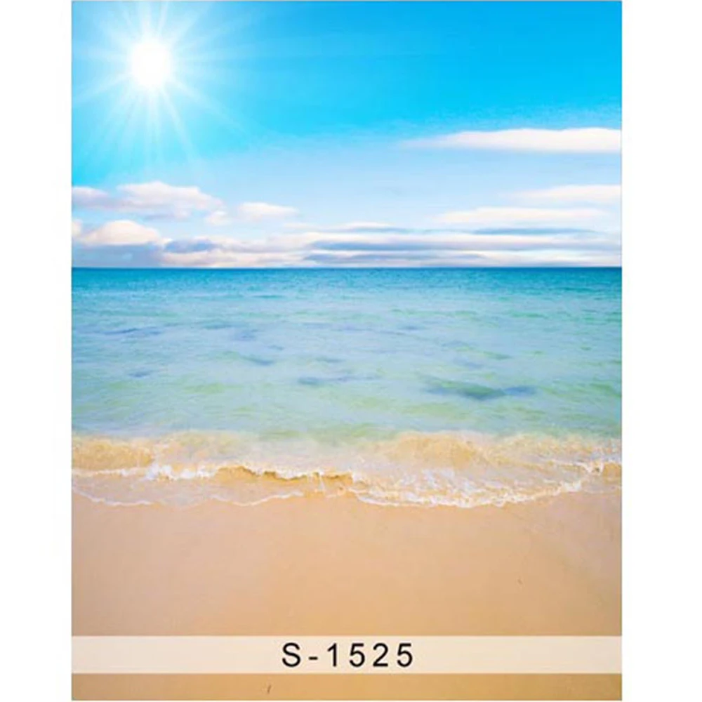 Blau Himmel und Meer Sandy Strand Hintergrund für Foto Studio Gedruckt Sonne Wolken Kinder Prinzessin Kleine Meerjungfrau Fotografie Kulissen