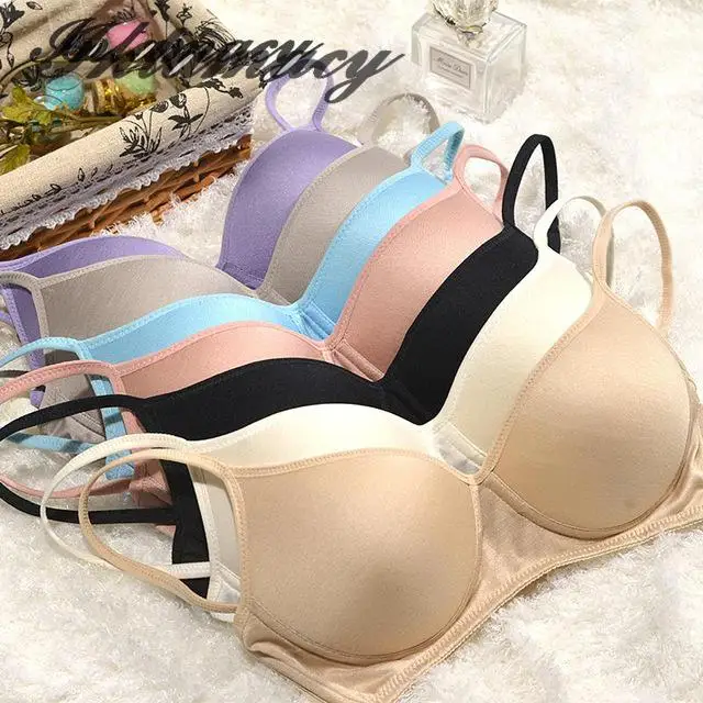 Ladies 100% real Silk Knit No Rims Bra  Underwear Bra Comfort Simple Thin Section D CUP