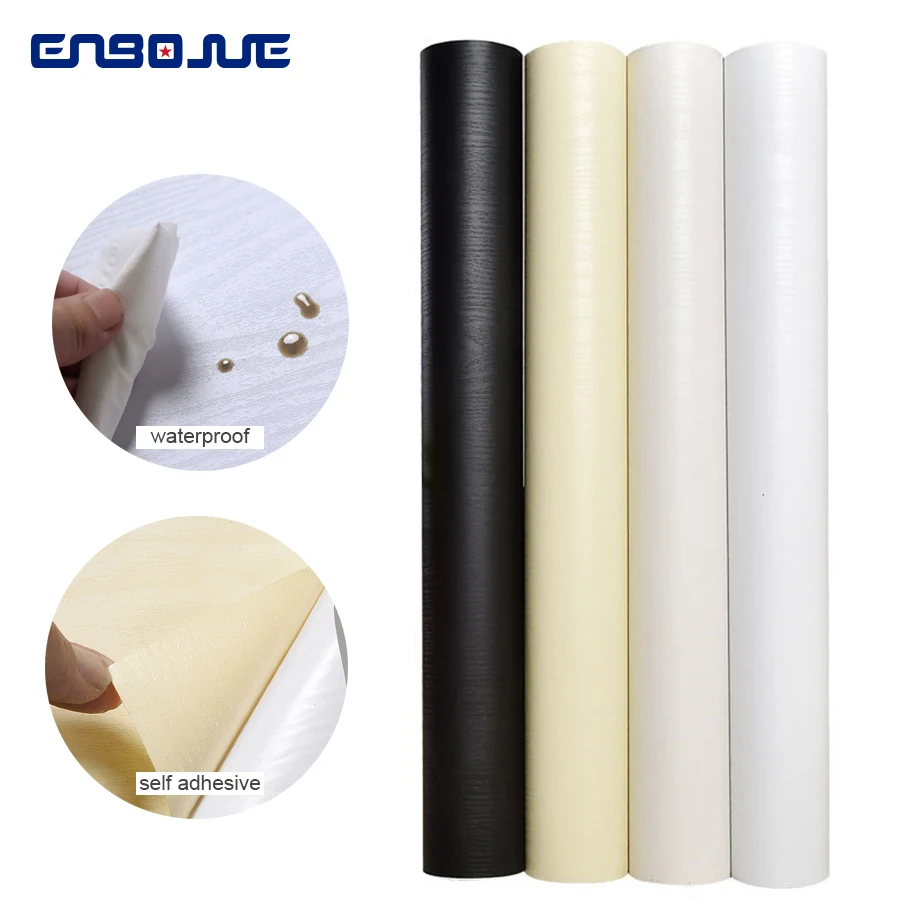 ENBOJUE Self-Adhesive PVC Waterproof Moisture-Proof Wood Grain Wallpaper Wardrobe Cabinet Desktop Renovation Furniture Stickers