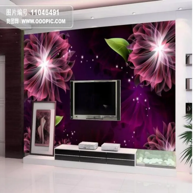 Beibehang 3d wallpaper Custom 3D Purple  Floral Aesthetic Modern 3d Living Room  Background Wall Decorative Painting Wallpaper