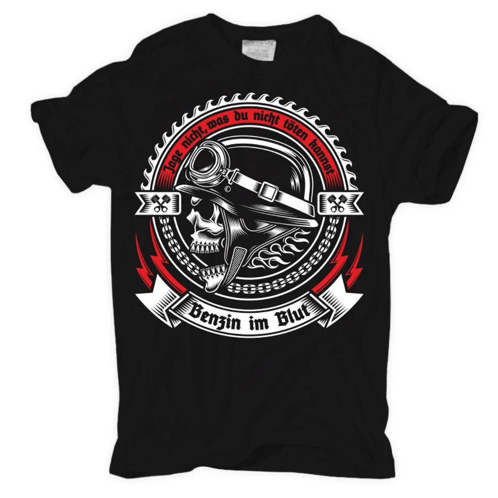 Men'S Mens T-Shirt Gasoline In The Blood Motorcycle Bikes Biker Rocker Mc Oldschool Motorradhigh Quality 2019 Summer Tee shirt