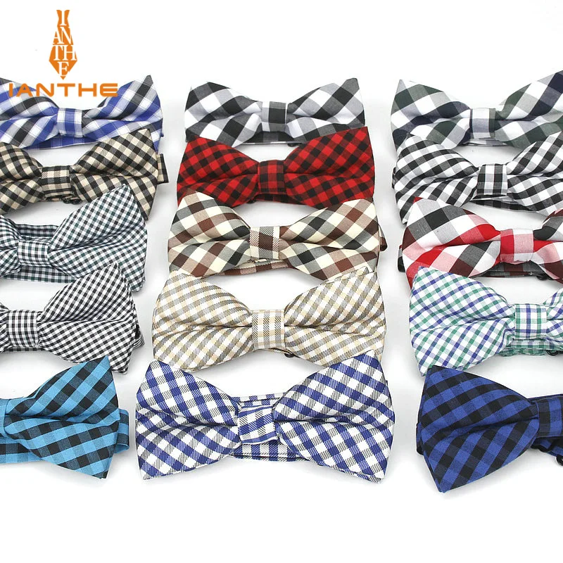 2018 Brand New Men\'s Fashion Vintage Colorful Plaid Neck Bowtie For Man Wedding Suits Bow Ties Cravatas Corbatas Check Butterfly