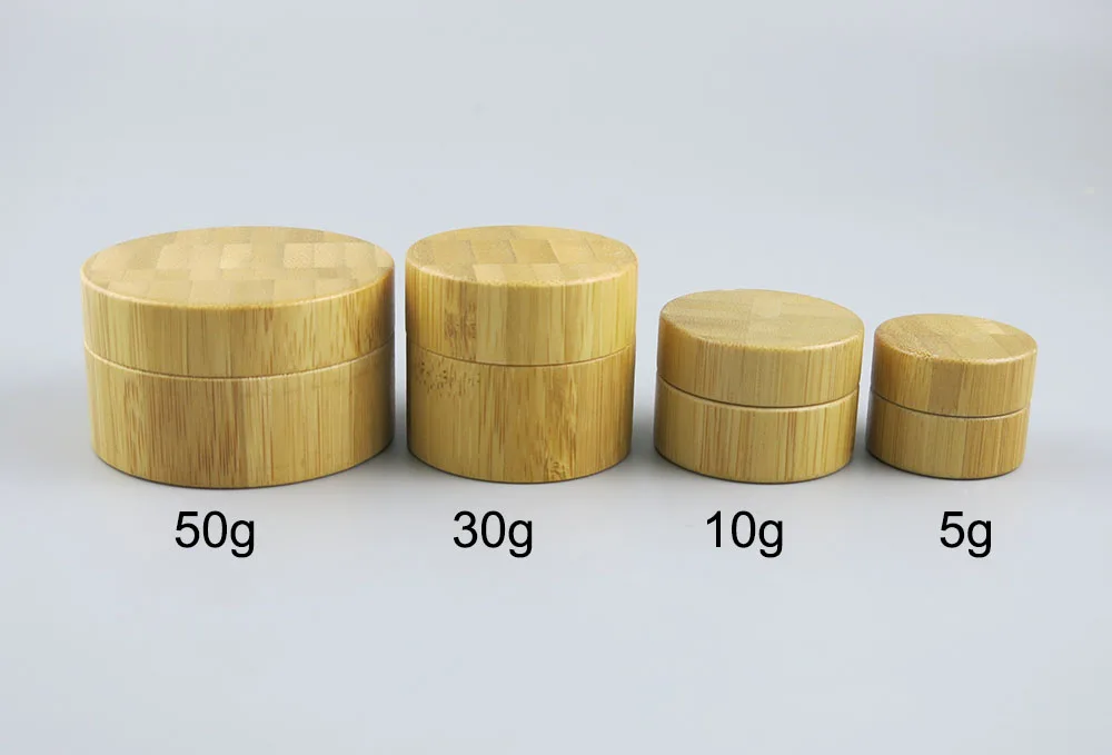 200 x 5g 10g 30g 50g Bamboo Container Cream Portable Jar For Cosmetic Packaging 1oz Empty Refillable High-End Eye Cream Pot