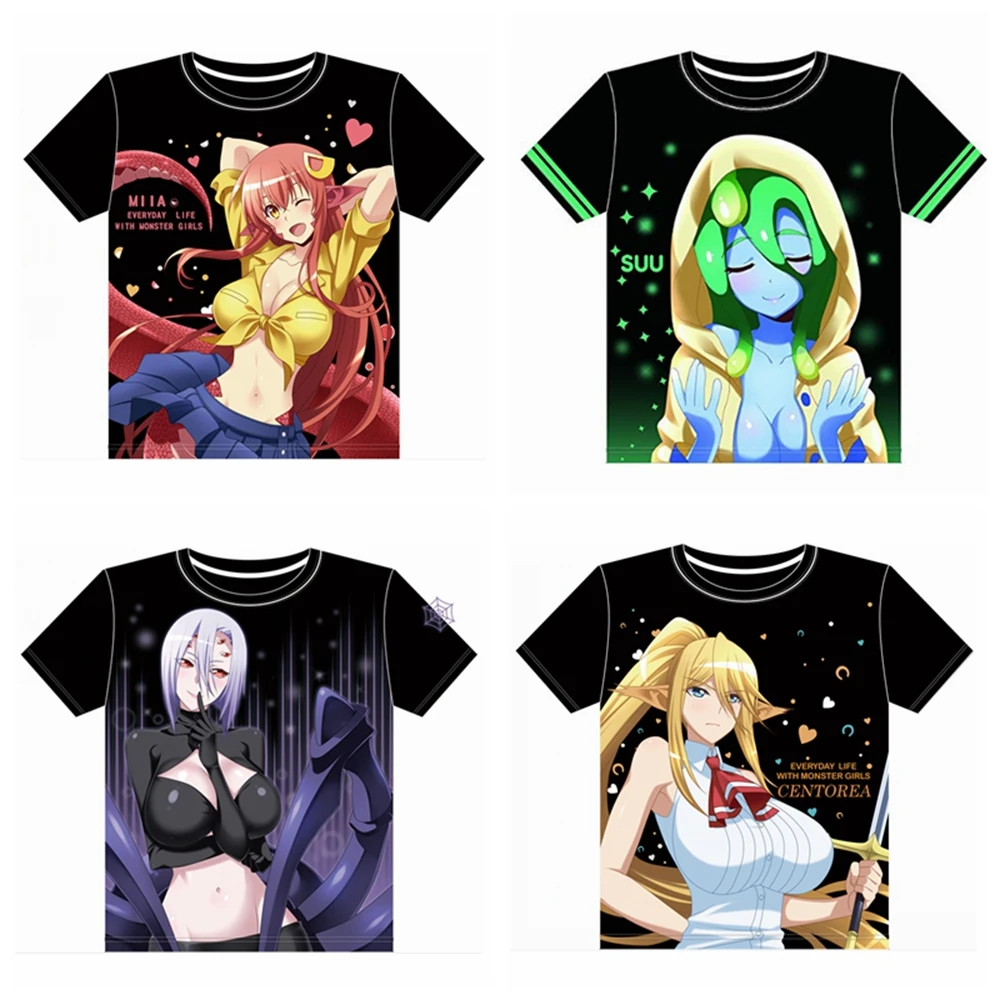 

MGFHOME Anime JK Monster Musume No Iru Nichijou Cosplay Shirt T-Shirt Suu Miia Centorea Cerea Rachnera Tops Tee Women Men tshirt