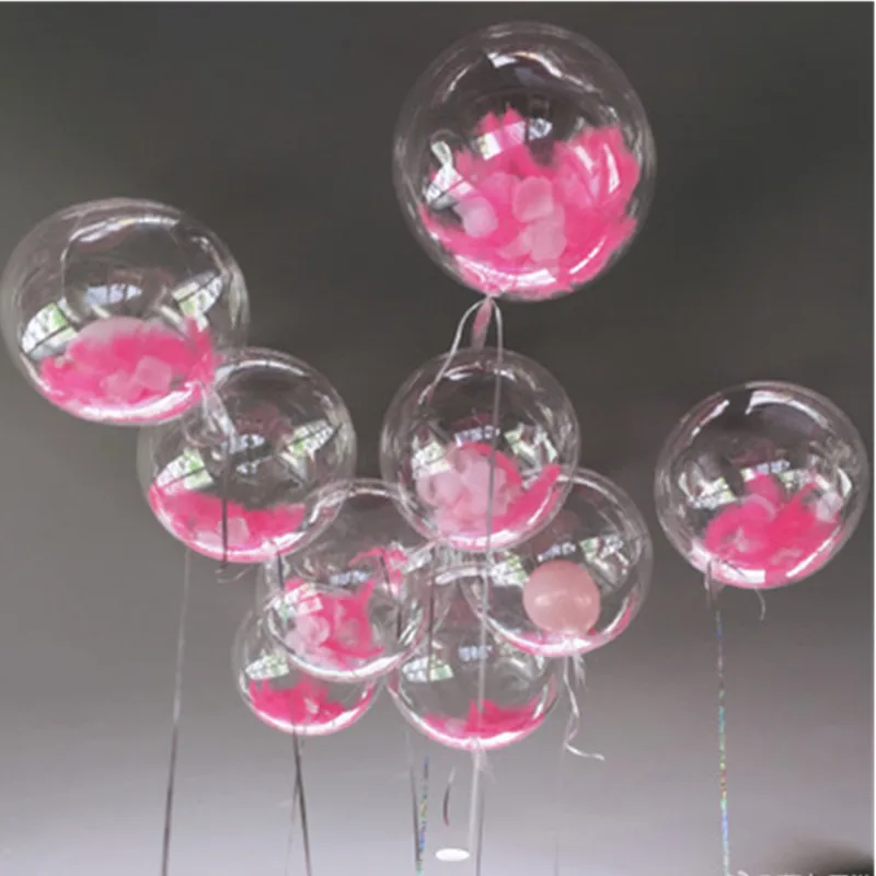 Transparent PVC Balloon Birthday Party Decoration Helium Ballons Bobo Balloons Feather Wedding Party Decor Favors kid toy DIY