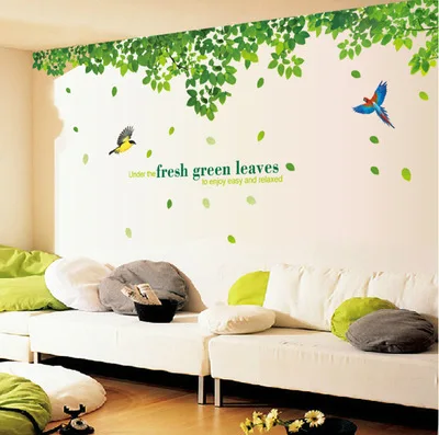 

HUGE Birds Tree Fresh Green Leaves Wall Sticker Removable Decals Living Kids Nursery Decor Mural 233AB