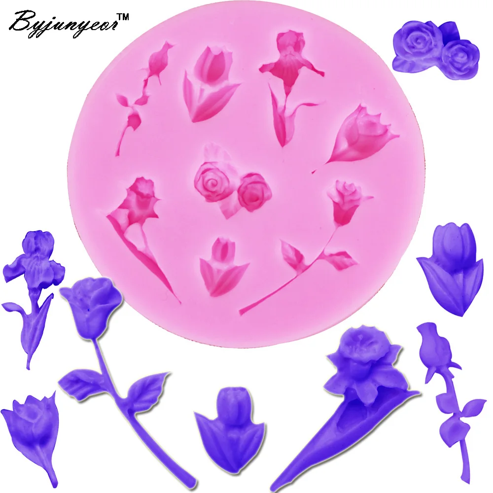 

Epoxy UV Resin M319 Tulip Rose Flower Silicone Mold 3D Sugarcraft Fondant Candy Chocolate Mold Cake Decorating Tool,7.8*0.9cm