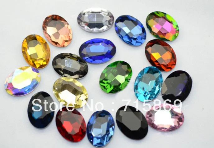 Free Shipping 100pcs/lot  Multi Color 20mm x 30mm  Crystal Glass Faceted beads Glass Oval Jewels