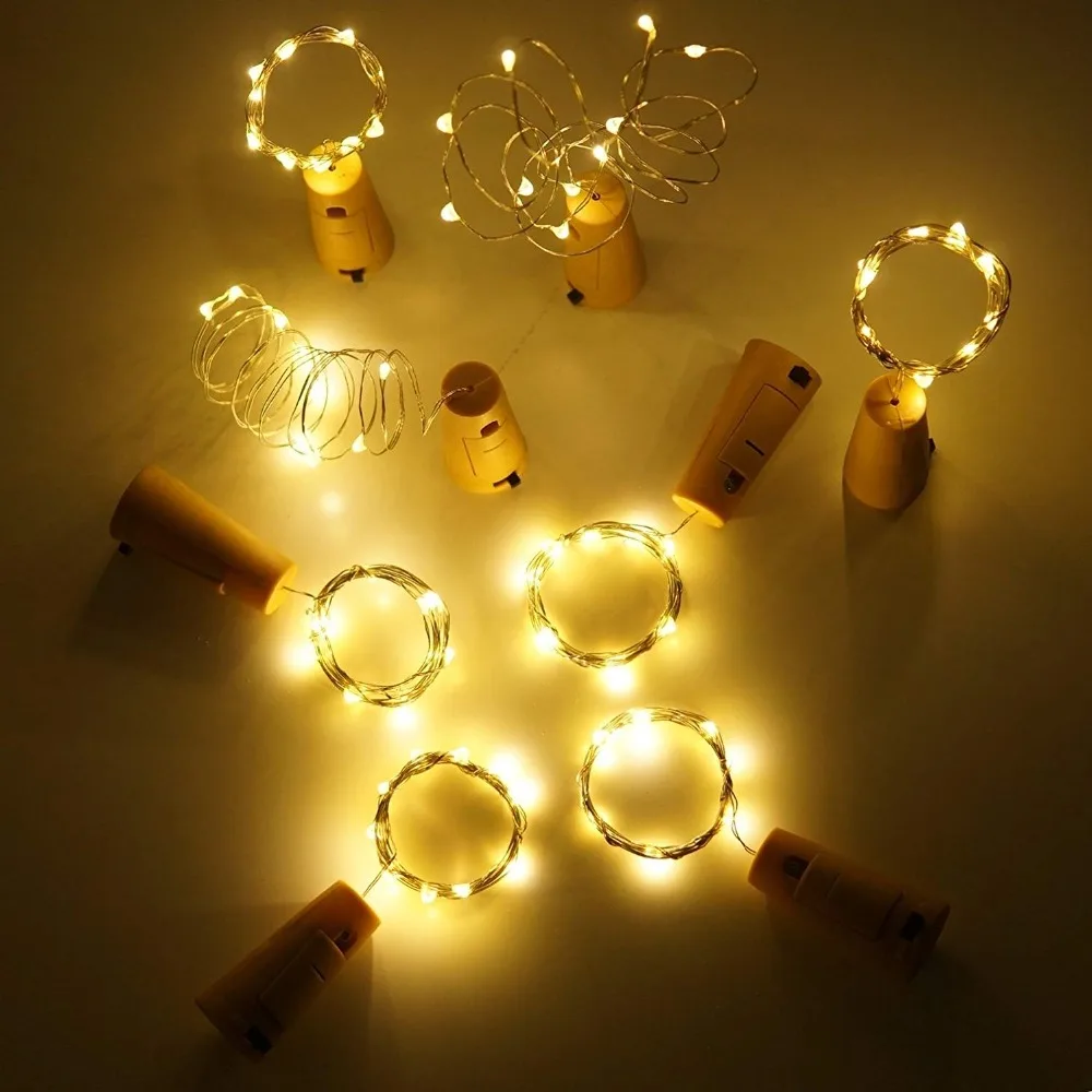 10pcs LED bottle light 2m/6.7ft 20LEDs cork shape string fairy lamp Festival Xmas Patry Halloween night Battery-powered