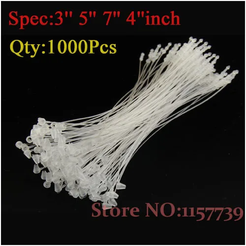 

Free shpping wholesale 3'' 5'' 7'' 4'' inch manual loop pin string garment hang tag string plastic needle