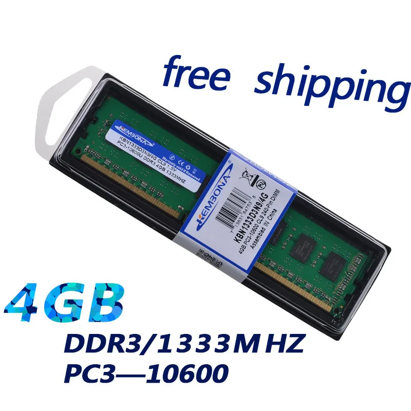 KEMBONA New Ram DDR3 4gb 1333mhz DIMM PC3 10600 24Pin CL9 Non Ecc Desktop Lodimm Memory Sticker only for A-M-D and for Intel