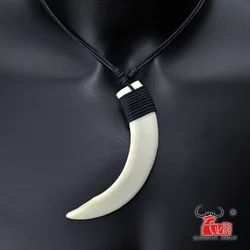 Film and Television Properties Bone Pendant Natural Tooth Boar's Tusk Necklace of National Hyperbole Style Primitive Tribes