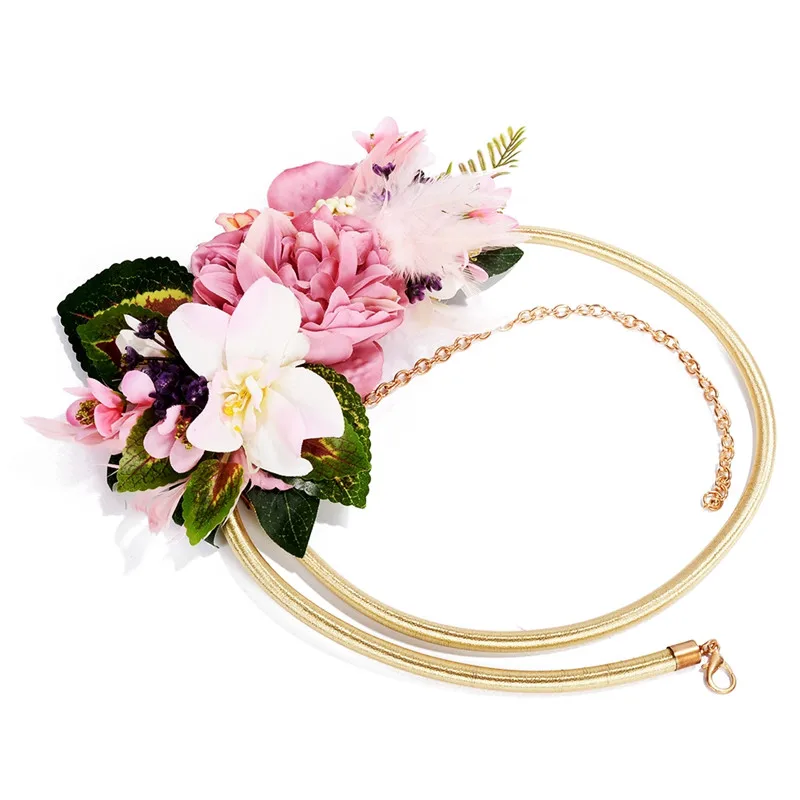 Delicate Floral Belts Vintage Flowers Waistband for Ladies Elegant Women\'s Fashion Gold/Silver Metal Chain